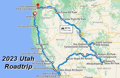 Our planned Spring 2023 travel route