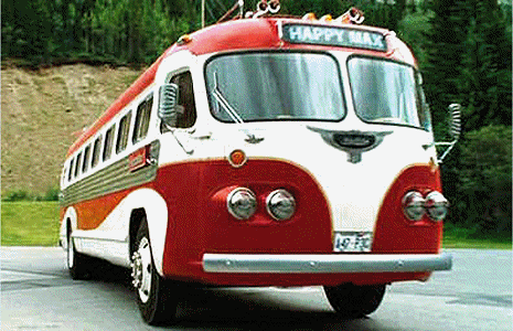 A collection of photos of vintage motorhomes or buses from a vintage bus rally